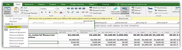 How to display the specific or all Tasks in MS Project Calendar view
